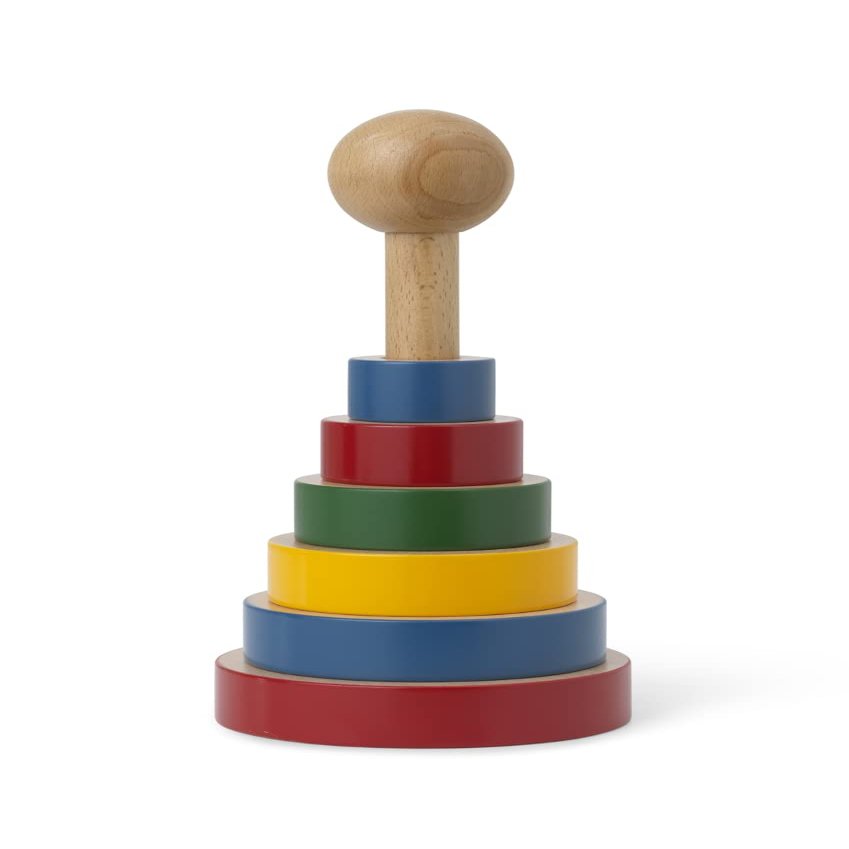 Kay Bojesen Babies Pyramid Wooden Tower, Multicolor, 8.9" H x 4.3" H, Gift Box Included