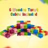 6 Pcs Wooden Fidget Toy Twist Block Cubes Puzzle Sensory Toys Fidget Cubes for Teens Party Favors for Boys and Girls view 4