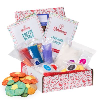 Baketivity Pretty Petals Cookie Making Kit for Kids - DIY Baking Set with Pre-Measured Ingredients - Party Supply Kit for Children Ages 6 and Up - Best Gift Idea for Boys and Girls