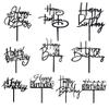 10 PCS Black Happy Birthday Cake Topper Acrylic Cupcake Topper A Series of Birthday Cake Supplies Decorations view 1