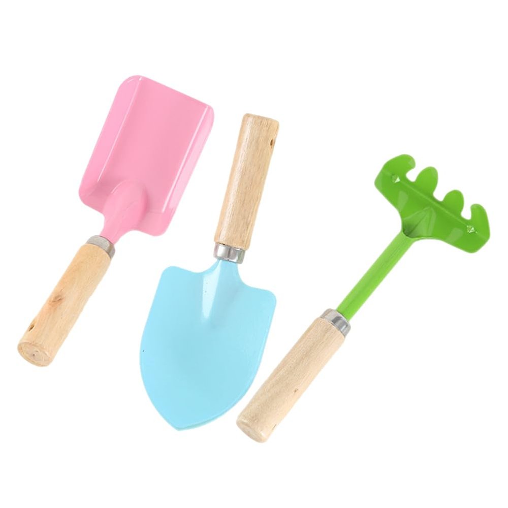 DOITOOL Kids Garden Tool Set Toy, Mini Rake and Spade with Wooden Handle - Small Gardening Tools Set for Succulent, Bonsai and Pot Plants
