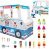 Ice Cream Truck Wooden Playset- 20 Fun Toy Pieces Including Freezer, Steering Wheel, Sink & Sticker Sheet for Kids Name- Popsicles, Cones, Scooper- Play Stand for Indoor Activity Center, Ages 3+ Gift view 1
