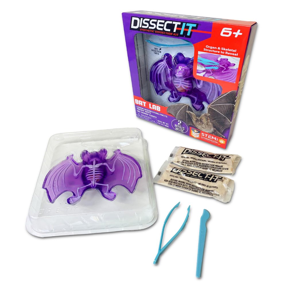 Dissect-It Simulated Synthetic Lab Dissection Toy, STEM Projects for Kids, Animal Science, Biology, and Anatomy Home Learning Kit, Bat