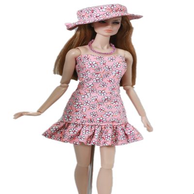 Handmade Doll Dress Outfit Necklace and hat for 11.5"-12.5" Dolls