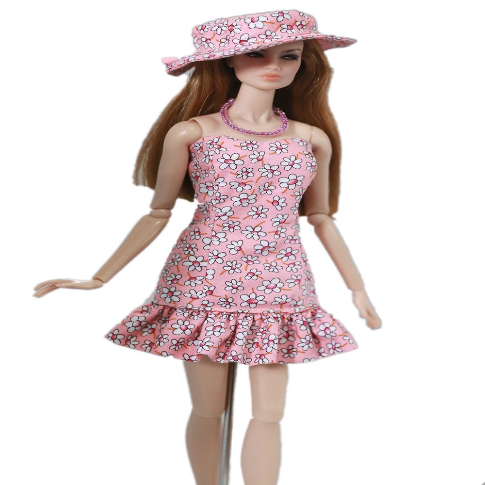 Handmade Doll Dress Outfit Necklace and hat for 11.5"-12.5" Dolls