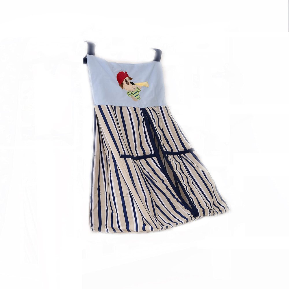 1 PC Embroidery Pirate Theme Nursery Diaper Stacker Storage Bag Navy Blue Strip Crib Diaper Storage Bag for Pirate Collection