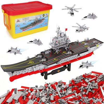 2234 Pieces Military Ship Aircraft Carrier Building Set, Fun Toy Boat Gift for Adults, Teens, and Kids 14 Years and Up, 38x8.5x12.5 Inch Battleship with Storage Box, Warship Model for Collection