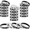 48 Pieces Racing Flag Rubber Bracelets 2.56 Inch Silicone Race Car Silicone Wristbands for Fitness, Racing, Dirt Bike, Basketball, Workout, Task, Events, Race Car Party Decorations, Black, White view 1