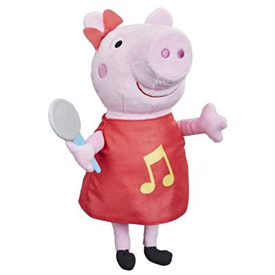 Peppa Pig Peppa Singing Soft Toy with Red Glitter Dress and Bow, Sings 3 Songs, from 3 Years