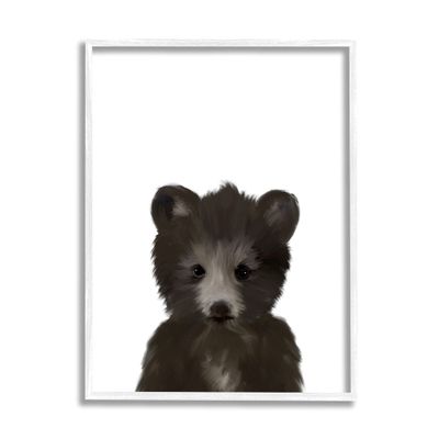 Stupell Industries Baby Black Bear Animal Kids Painting, Design by Leah Straatsma White Framed Wall Art, 16 x 20