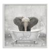 Stupell Industries 'Baby Elephant Bath Time', Framed Giclee Art, White, 12 x 12 Inches, Easy to Hang and Sturdy, Made in USA, by Kim Allen view 1
