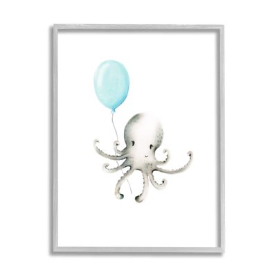 Stupell Industries Cute Cartoon Baby Octopus Ocean Animal Painting