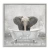 Stupell Industries 'Baby Elephant Bath Time', Framed Giclee Art, Gray, 12 x 12 Inches, Easy to Hang and Sturdy, Made in USA, by Kim Allen view 1