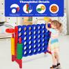 Costzon Giant 4-in-A-Row, Jumbo 4-to-Score Giant Game w/Basketball Hoop, Ring Toss, Quick-Release Slider, 42 Jumbo Rings, Indoor Outdoor Family Connect Game for Kids & Adults, Backyard Games, Red view 3