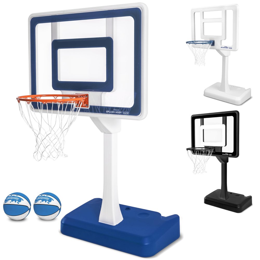 GoSports Splash Hoop Elite Pool Hoop Basketball Game with Water Weighted Base, Adjustable Height, Regulation Steel Rim and 2 Pool Basketballs