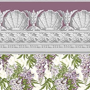 Itsy Bitsy Mini - Purple Jolie Wisteria Floral with Border - Dollhouse Wallpaper 1:12 Scale - Peel and Stick 12 inches x 18 inches Self-Adhesive