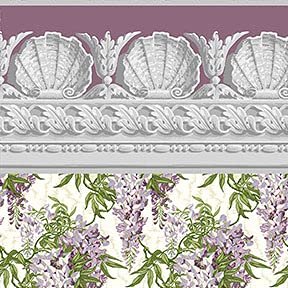 Itsy Bitsy Mini - Purple Jolie Wisteria Floral with Border - Dollhouse Wallpaper 1:12 Scale - Peel and Stick 12 inches x 18 inches Self-Adhesive