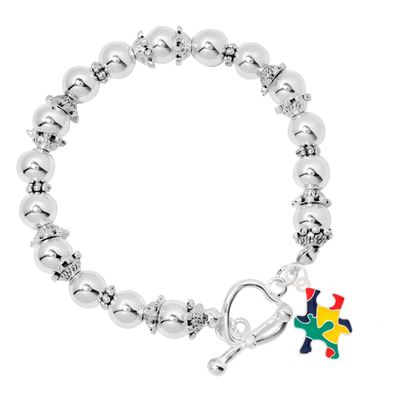 10 Pack Autism Colored Puzzle Piece Beaded Bracelets  Perfect for Awareness, Gift-Giving, Fundraising, Door Prizes & More!