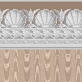 Itsy Bitsy Mini - Dark Gray Jolie Shell with Border - Dollhouse Wallpaper 1:12 Scale - Peel and Stick 12 inches x 18 inches Self-Adhesive