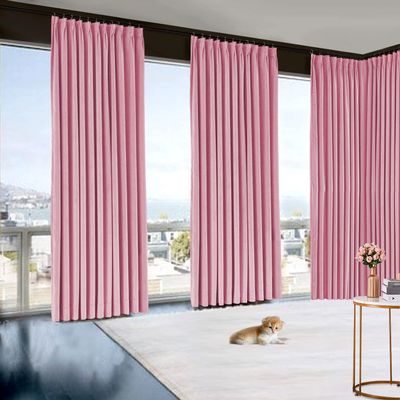 Pinch Pleated Curtains Room Darkening Polyester Curtain for Traverse Rod Living Room Bedroom Meetingroom Club Theater Patio Door (Baby Pink, 100 Inch Wide by 84 Inch Long- 1 Panel)