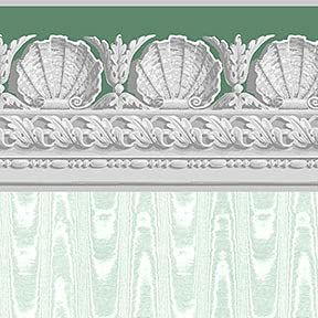 Itsy Bitsy Mini - Light Green Jolie Moire with Border - Dollhouse Wallpaper 1:12 Scale - Peel and Stick 12 inches x 18 inches Self-Adhesive