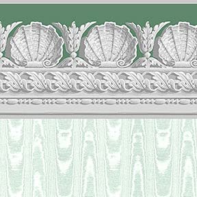 Itsy Bitsy Mini - Light Green Jolie Moire with Border - Dollhouse Wallpaper 1:12 Scale - Peel and Stick 12 inches x 18 inches Self-Adhesive