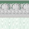 Itsy Bitsy Mini - Light Green Jolie Moire with Border - Dollhouse Wallpaper 1:12 Scale - Peel and Stick 12 inches x 18 inches Self-Adhesive view 1