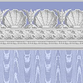 Itsy Bitsy Mini - Periwinkle Blue Jolie Moire with Border - Dollhouse Wallpaper 1:12 Scale - Peel and Stick 12 inches x 18 inches Self-Adhesive