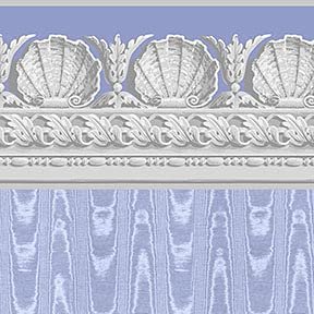Itsy Bitsy Mini - Periwinkle Blue Jolie Moire with Border - Dollhouse Wallpaper 1:12 Scale - Peel and Stick 12 inches x 18 inches Self-Adhesive