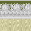 Itsy Bitsy Mini - Olive Green Jolie Moire with Shell Border - Dollhouse Wallpaper 1:12 Scale - Peel and Stick 12 inches x 18 inches Self-Adhesive view 1