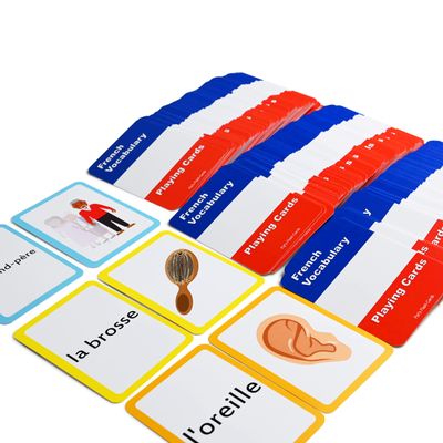 384 French Concentration and Memory Matching Card Game Playing Cards - Includes Animals, Food, Family, and More