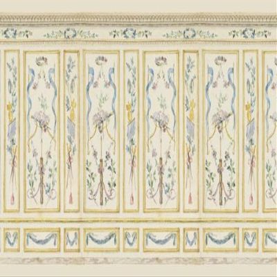Itsy Bitsy Mini - French Panels Mural with Window Seat - Dollhouse Wallpaper 1:12 Scale - Peel and Stick 12"x18" Self-Adhesive (Panel)