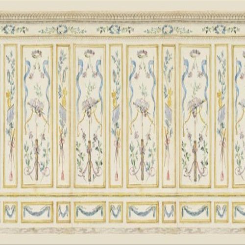 Itsy Bitsy Mini - French Panels Mural with Window Seat - Dollhouse Wallpaper 1:12 Scale - Peel and Stick 12"x18" Self-Adhesive (Panel)