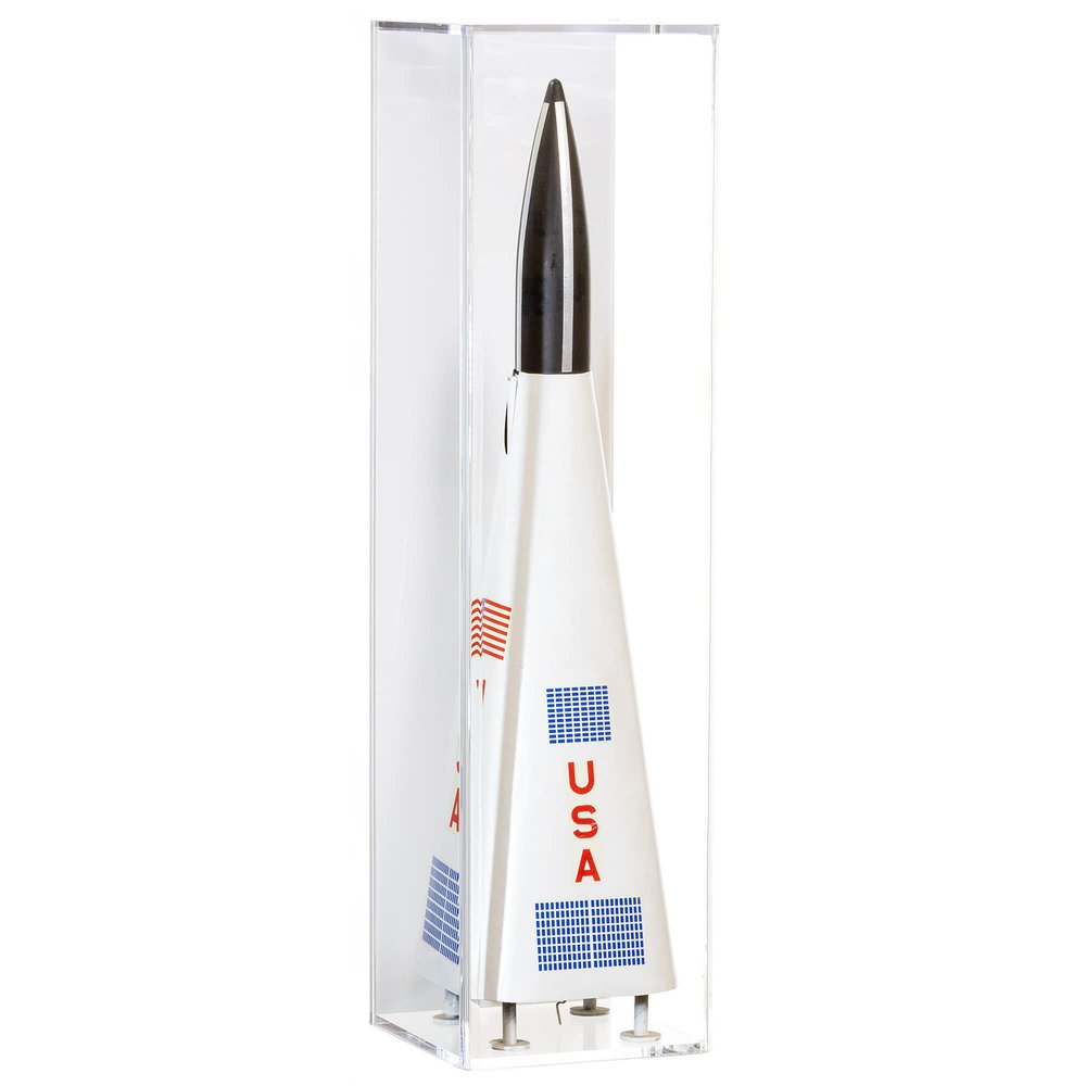 Better Display Cases Model Rocket Acrylic Display Case with White Back and Wall Mount (Vertical or Horizontal) - (D04/A021-WB-WM)