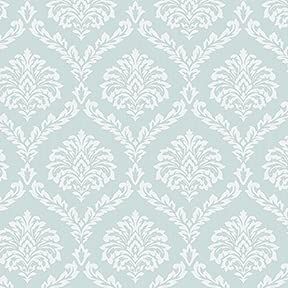 Itsy Bitsy Mini - Blue Ethereal Damask - Dollhouse Wallpaper 1:12 Scale - Peel and Stick 12 inches x 18 inches Self-Adhesive