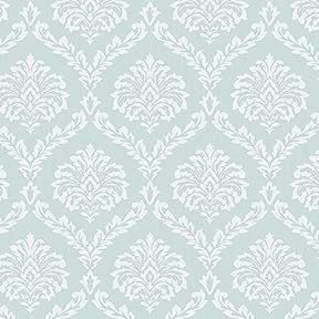 Itsy Bitsy Mini - Blue Ethereal Damask - Dollhouse Wallpaper 1:12 Scale - Peel and Stick 12 inches x 18 inches Self-Adhesive