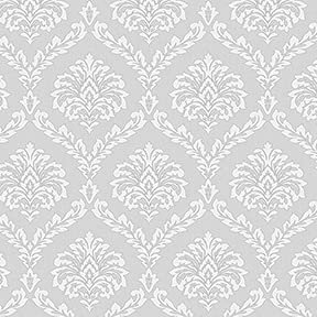 Itsy Bitsy Mini - Gray Ethereal Damask - Dollhouse Wallpaper 1:12 Scale - Peel and Stick 12 inches x 18 inches Self-Adhesive