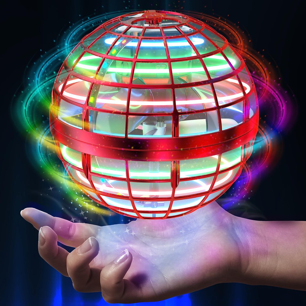 AMERFIST 2025 Flying Orb Ball Toy,Cosmic Globe Boomerang Hover Ball Galactic Fidget Spinner, Hand Drone Orbit, Cool Toys Gift for 6 7 8 9 10+ Year Old Boys Girls Teens Outdoor Toys(Red)