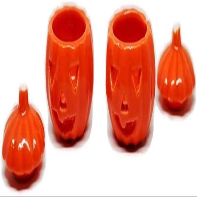 Hobby shop 2 Pcs Dollhouse Miniatures Ceramic Halloween Pumpkin Carved 2.5 cm Decoration Gift Set No. 002
