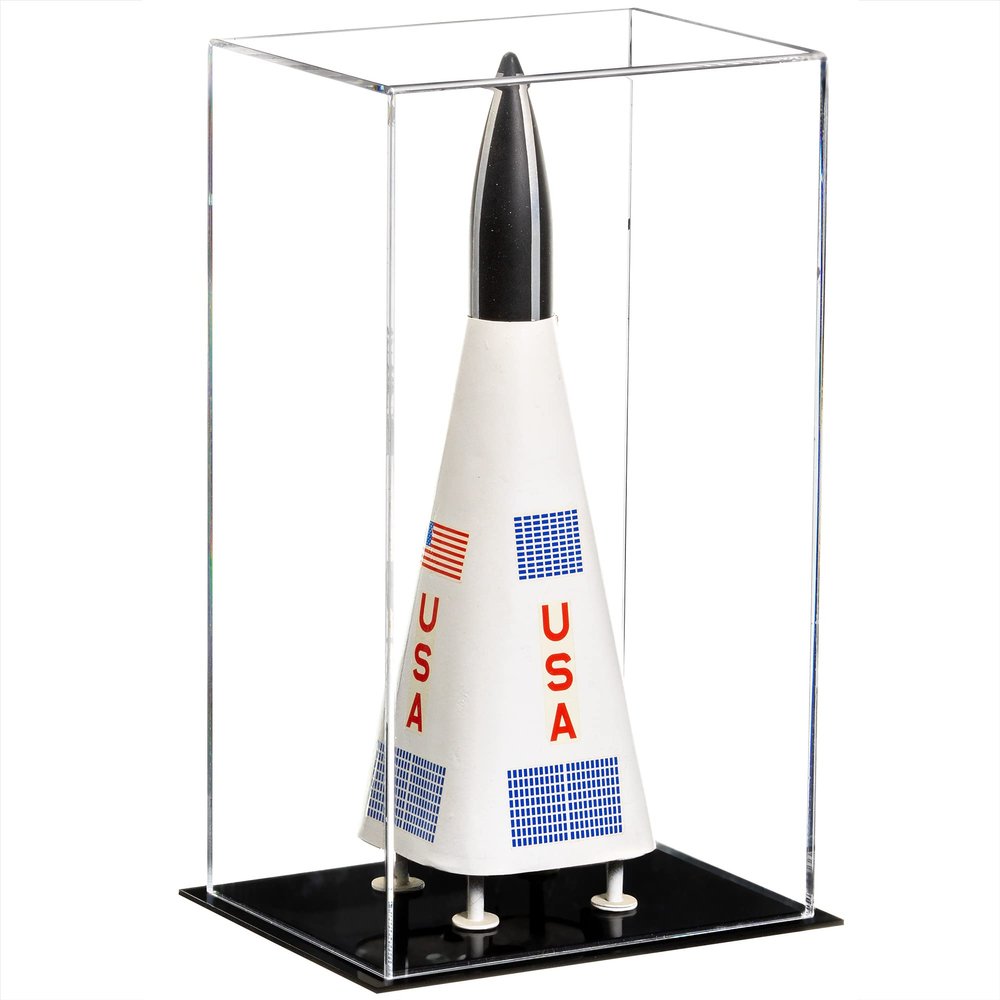 Better Display Cases Small Model Rocket Clear Acrylic Display Case with Black Base (V18/A092)