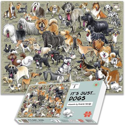 1000 Piece Jigsaw Puzzles for Adults - It's Just Dogs - Thick Puzzle Pieces | Hi-Def Image Quality | Recycled Puzzleboard | 66cm X 50cm