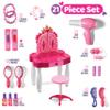 Play22 Pretend Play Girls Vanity Set with Mirror and Stool 21 PCS - Kids Makeup Vanity Table Set with Lights and Sounds - Includes Fashion Hair & Makeup Accessories view 4