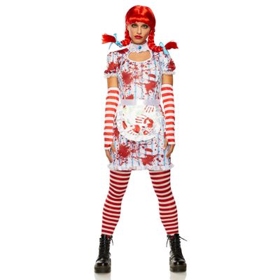 Seeing Red Evil Fast Food Girl Includes Dress, Apron, Gloves, Wig (Large)