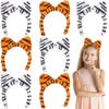 ArtCreativity Plush Tiger Ears, Set of 12, White and Orange, Hairband, Party Favors, Zoo Birthday Party Supplies, Animal Party Photo Booth Props, Tiger Costume Accessories for Kids view 1