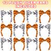 ArtCreativity Plush Tiger Ears, Set of 12, White and Orange, Hairband, Party Favors, Zoo Birthday Party Supplies, Animal Party Photo Booth Props, Tiger Costume Accessories for Kids view 2