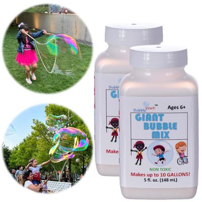Bubbleventi Giant Bubble Mix | Made in USA |100% Vegan Non-Toxic Powder Makes 20 Gallons of Premium, Big Bubble Solution for Kids STEM Fun | Use in Bubble Wands + Machines (Makes 20 Gallons)