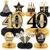 9 Pieces 40th Birthday Decoration 40 th Birthday Centerpieces for Tables Decorations Cheers to 40 Years Honeycomb Table Topper for Men and Women Forty Years Party Decor Supplies view 1