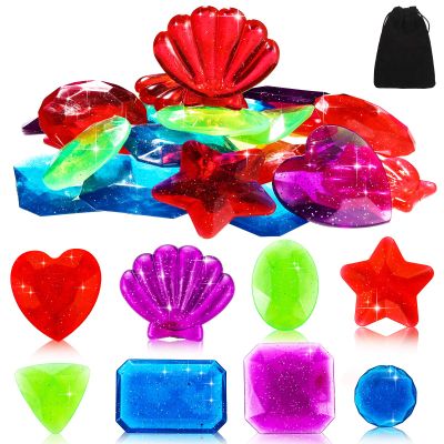 24 Pieces Big Dive Gem Pool Toys, Colorful Big Sinking Diving Gems Dive Crystals, Summer Underwater Swimming Toy Set for Games Pool Use