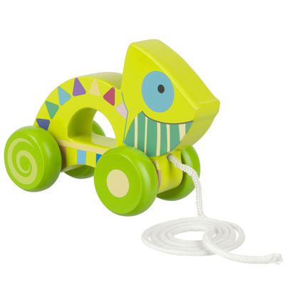 Orange Tree Toys: Pull Along: Chameleon - Wooden Toy, Colorful Wheeled Character, Encourage First Steps, FSC Certified, Toddler & Kids Ages 1+