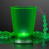 FlashingBlinkyLights Light Up Green Shot Glass on Party Bead Necklaces (Set of 12) view 1